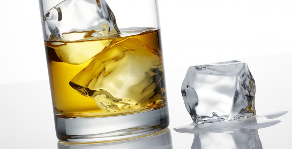 whisky and ice cube